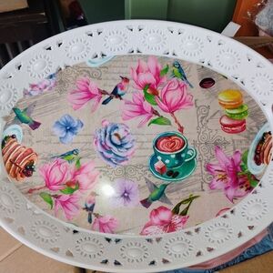Floral and Bird Decorative Tray